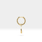 Hoop Earrings,Dangle Hoop Earrings,14K Yellow Solid Gold Moon Design Diamond&Sapphire Earring