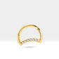 14K Solid Yellow Gold Moon Design Hoop Clicker Piercing,Diamond Tragus,16G(1.2)