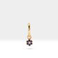 Dainty Flower Hoop Earrings,Diamond&Sapphire Flower Dangle,14K Yellow Solid Gold Earring