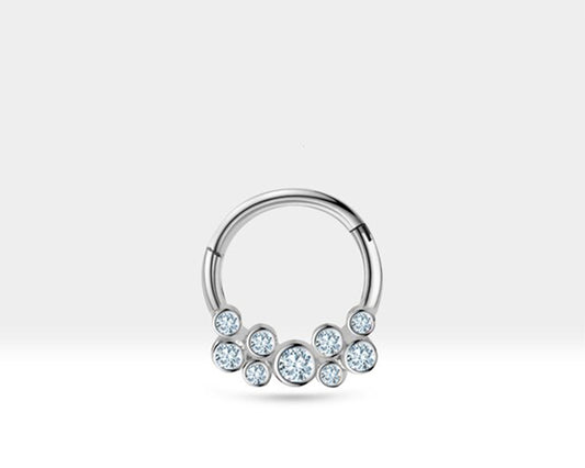 Cartilage Hoop Diamond Design Clicker Piercing,Single Earring,14K Gold,16G(1.2mm)