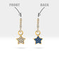 Hoop Earrings For Women,Dangle Hoop Earrings,14K Yellow Solid Gold Star Design Diamond&Sapphire Earring