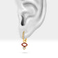 Evil Eye Design Dainty Huggie Earrings,Diamond&Ruby Dangle Earring,14K Yellow Solid Gold,Small Helix Hoop,Minimalist Hoops