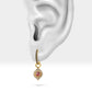 Evil Eye Design Dainty Earrings,Black&Brown Diamond Dangle Earring,14K Yellow Solid Gold