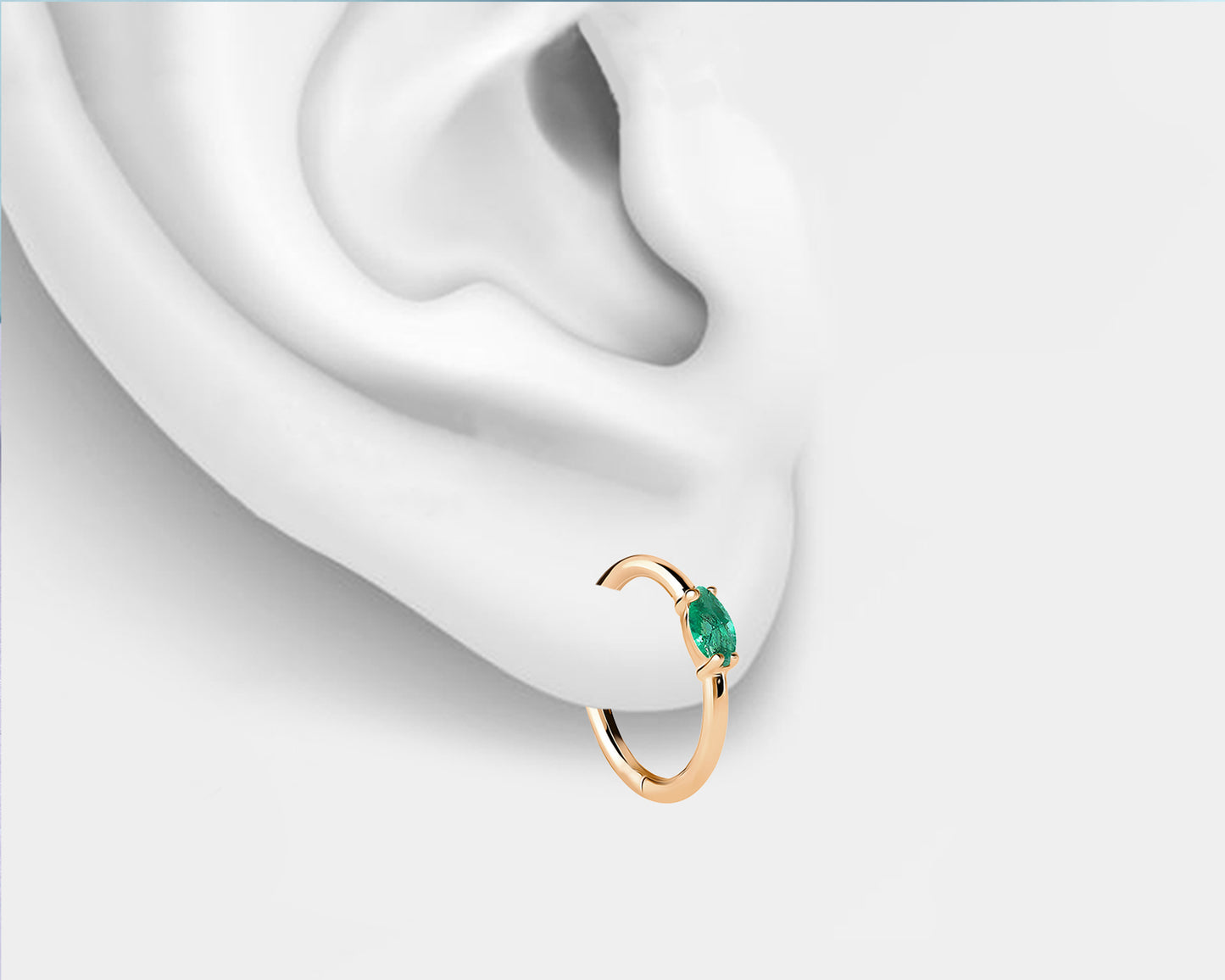 Marquise Emerald Clicker Earring
