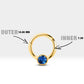 Cartilage Hoop Clicker Piercing with Blue Sapphire in 14K Solid Gold Daith Hoop | 10 mm Outer