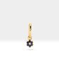 Dainty Flower Shaped Hoop Earrings,Sapphire&Diamond Flower Dangle,14K Yellow Solid Gold Earring