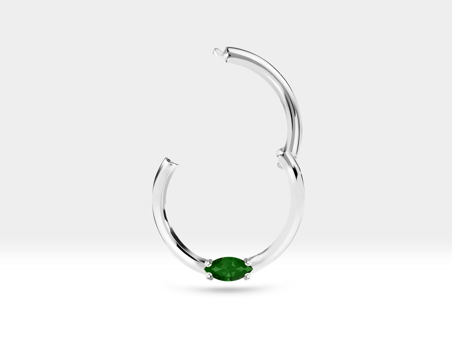 Cartilage Hoop Marquise Emerald Clicker Single Earring 16G