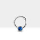 Cartilage Hoop Clicker Piercing with Blue Sapphire in 14K Solid Gold Daith Hoop | 10 mm Outer