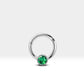 Helix Hoop Clicker Piercing with Green Garnet Hoops in 14K Solid Gold Cartilage Hoops | 10 mm Outer
