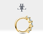 Cartilage Hoop Earring with Five Diamond Design Earring in 14K Yellow Solid Gold
