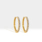 Diamond Hoop Beads Shank Earrings / 14k Solid Gold Large Medium Small Diamond Huggies Earrings / Diamond Hoop Earrings