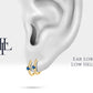 Huggie Earrings with Round Cut Sapphire Earring in 14K Yellow Solid Gold fit for Earlobe Earring,0.03 Ct Diamond Earring