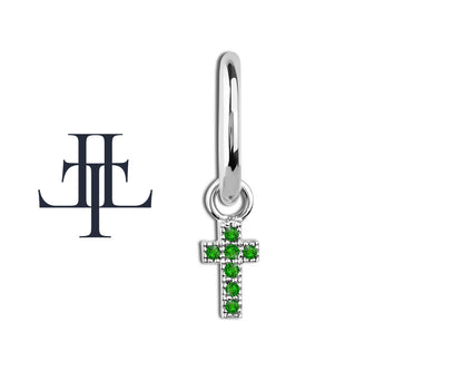 Green Garnet Dangling Cross Eardrops Earring