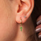 Green Garnet Dangling Cross Eardrops Earring