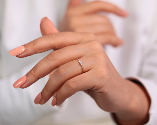 Twisted Band Baguette and Round Cut Diamond Ring,14K Yellow Solid Gold, Wedding Engagement Ring, Anniversary Gift, Christmas Gifts | LR00048D