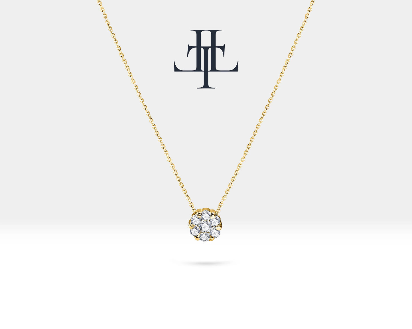 Diamond Solitaire Necklace in 14K Solid Gold,Delicate Necklace,Layering Diamond Necklace,Pendant Necklace,Five Sizes Available | LN00002D