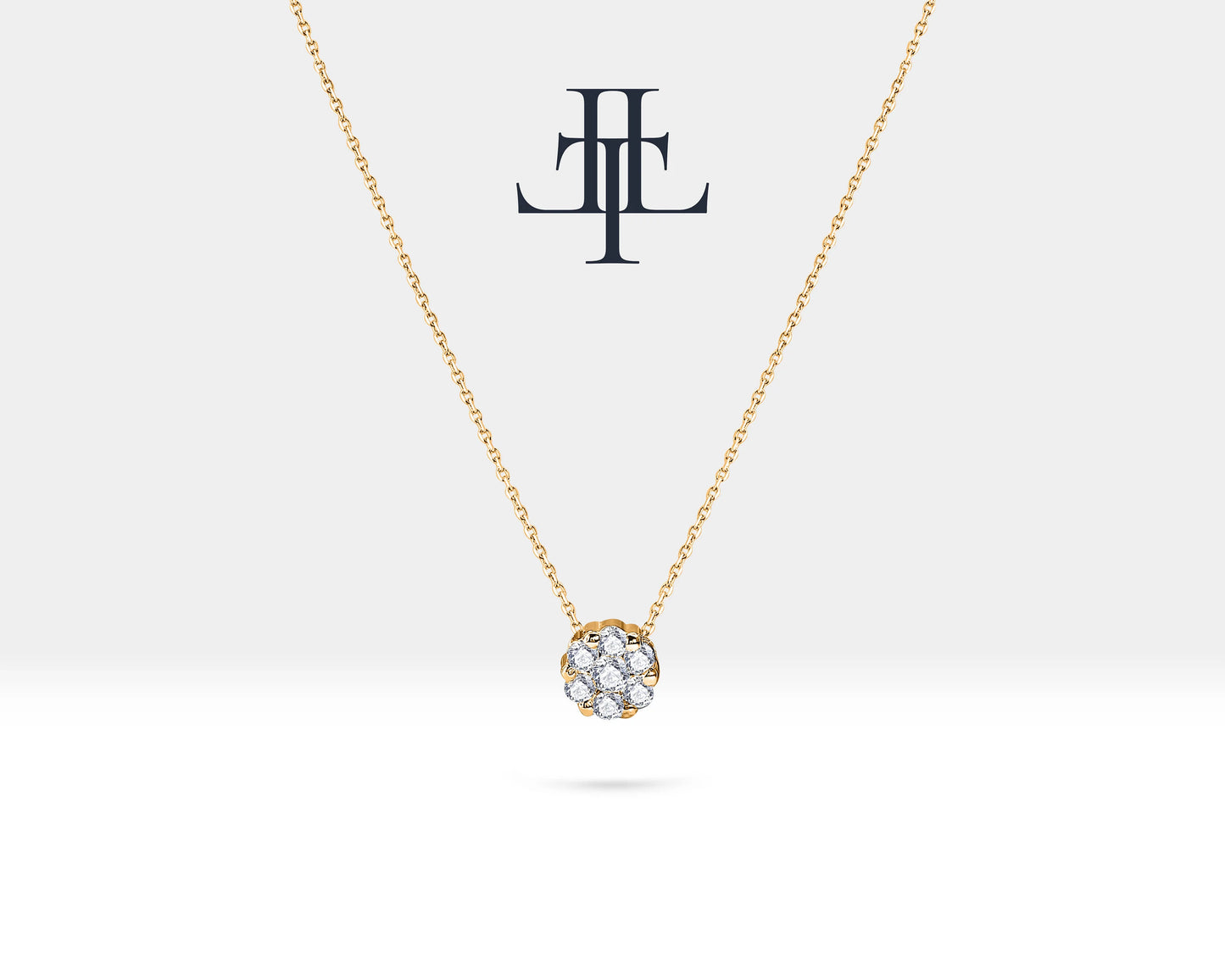 Diamond Solitaire Necklace in 14K Solid Gold,Delicate Necklace,Layering Diamond Necklace,Pendant Necklace,Five Sizes Available | LN00002D