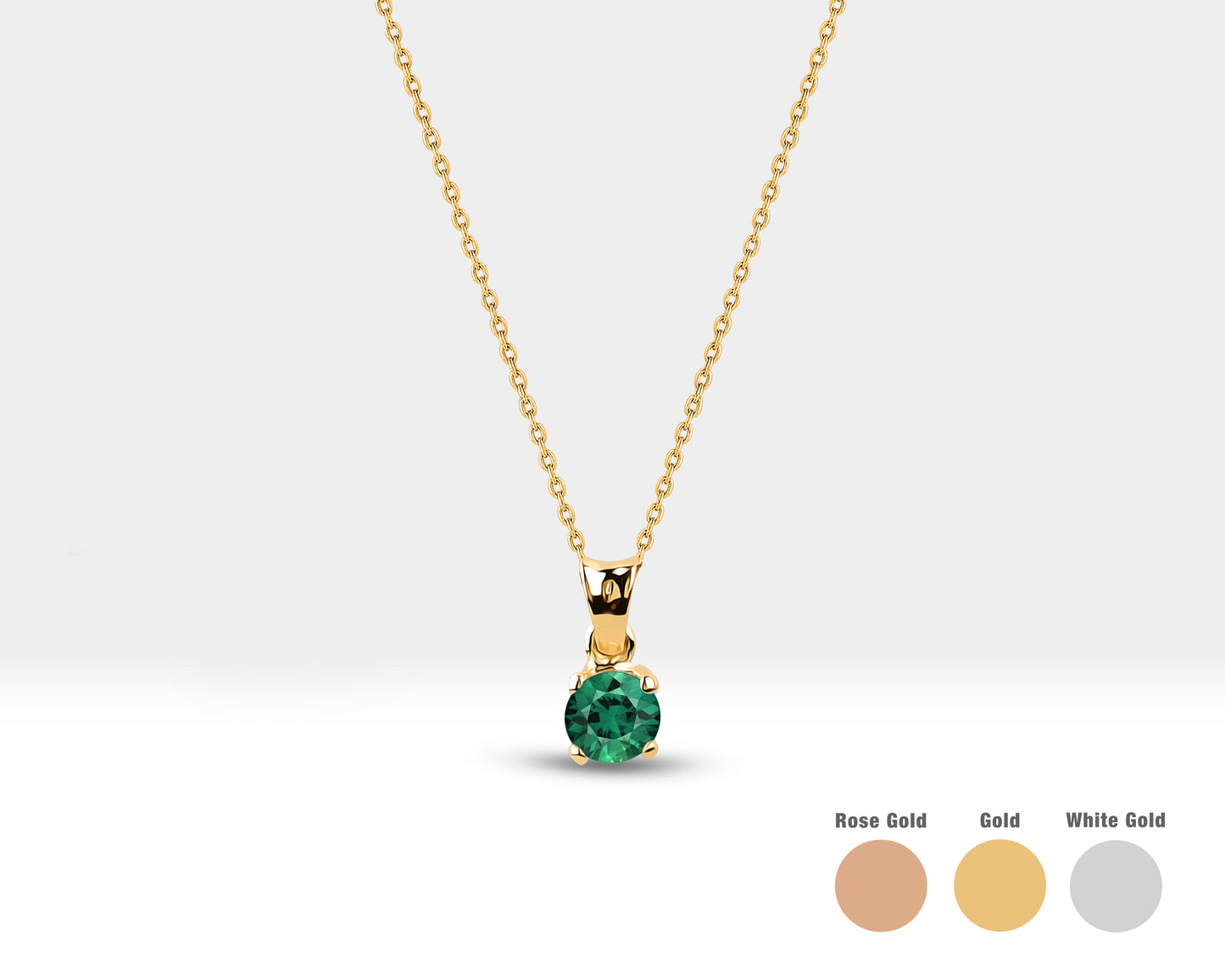Jewelry Emerald Necklace and Earrings Set in 14K Solid Gold