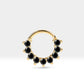 Cartilage Hoop Clicker with Nine Pieces Black Diamond,Single Earring,14K Solid Gold,16G(1.2mm)
