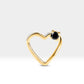 Cartilage Heart Clicker,Solitaire  Black Diamond Heart Clicker,Single Earring,14K