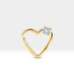 Cartilage Heart Clicker,Solitaire Diamond Heart Clicker,Single Earring,14K