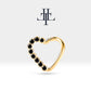 Cartilage Heart Clicker,Round Cut Black Diamond Heart Clicker,Single Earring Charm,14K Yellow White Rose Solid Gold,16G