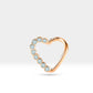 Cartilage Heart Clicker , Round Cut Diamond Heart Clicker, Single Earring, 14K