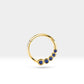 Cartilage Hoop , Round Cut Sapphire Graduating Clicker , Single Earing , 14K Solid Gold