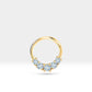 Cartilage Hoop, Five Round Cut Diamond Clicker,Single Earing, 14K Gold