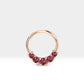 Cartilage Hoop, Five Round Cut Ruby Clicker, Single Earing, 14K Gold