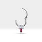 Cartilage Hoop Piercing,Marquise Cut Diamond and Ruby Clicker,Single Earring,14K Solid Gold,16G(1.2mm),10mm Outer