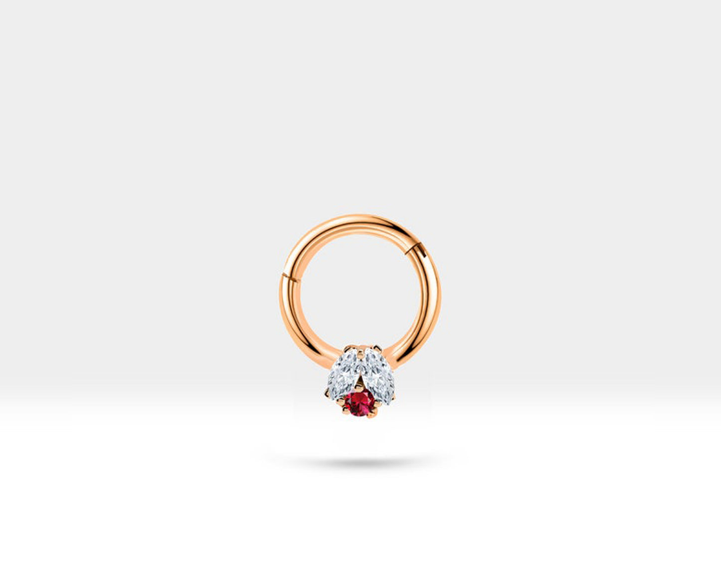Cartilage Hoop Piercing,Marquise Diamond Ruby Single Earring in 14K Gold,16G(1.2mm)