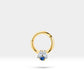 Cartilage Hoop Piercing,Marquise Round Cut Diamond Sapphire Single Earring in 14K Gold,16G