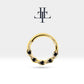 Cartilage Hoop Clicker-Five Pieces Round Cut Black Diamond Clicker-14K Yellow Solid Gold Clicker-18G