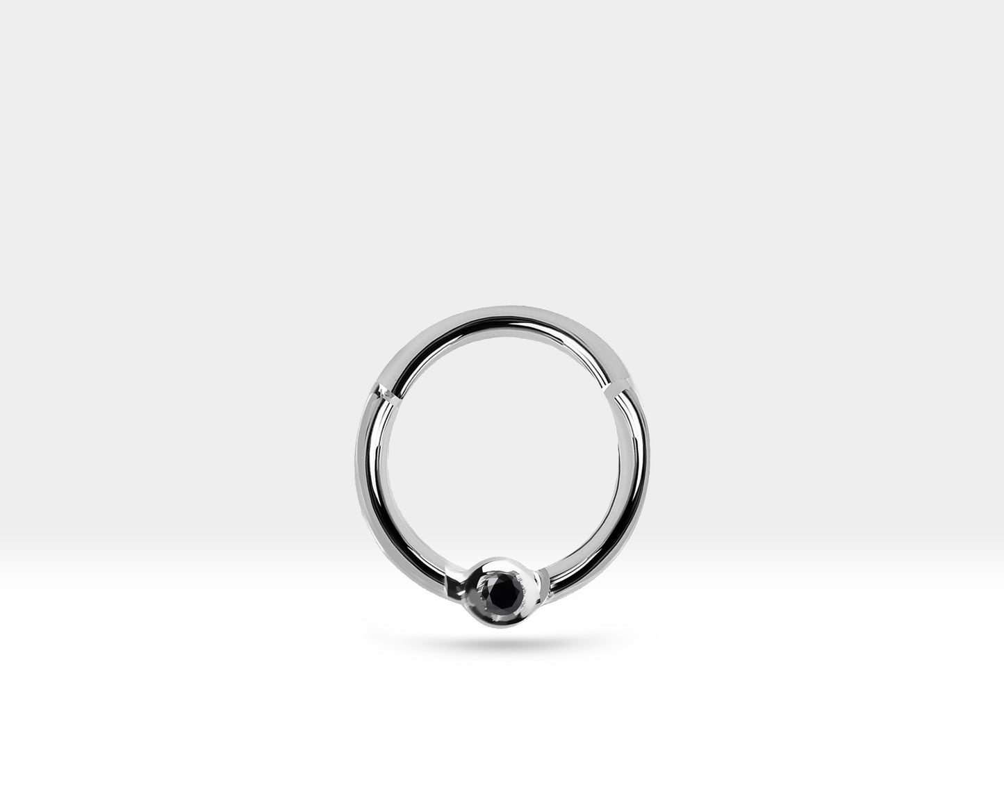 Helix Hoops with Solitaire Black Diamond Piercing in 14K Solid Gold Hoop Piercing 16G(1.2mm), 10mm Outer | LC00033B