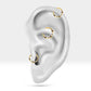 Cartilage Hoop 3 Round Cut Black Diamond Clicker Single Earring 14K Yellow Solid Gold/18G