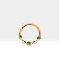 Cartilage Hoop with Three Round Cut Green Garnet Clicker Single Piercing in 14K Solid Gold 18G