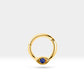 Cartilage Hoop,Round Cut Sapphire Eye Design Clicker,Single Earring,14K Solid Gold,16G