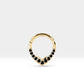 Cartilage Hoop Black Diamond Clicker Piercing, Drop Design Clicker, 14K Yellow Solid Gold