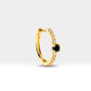 Huggies Earring, Round Cut Black Diamond Hoop Earring, 14K Yellow Gold