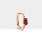 Oval Cut Ruby and Diamond Design Hoop Earring , 14K Solid Gold Earlobe Earring
