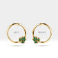 Cartilage Hoop,Round Cut Green Garnet Leafy Design Clicker,14K Yellow Solid Gold