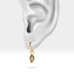 Leafy Hoop Earrings,Green Sapphire Dangle Earring,14K Yellow Solid Gold Earring