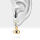 Evil Eye Design Dainty Huggie Earrings,Sapphire-Diamond Dangle Earring,14K Yellow Solid Gold