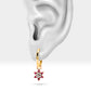 Hoop Earrings,Dangle Hoop Earrings,14K Yellow Solid Gold Star Design Ruby&Diamond Earring