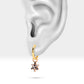 Hoop Earrings,Dangle Hoop Earrings,14K Yellow Solid Gold Star Design Sapphire&Diamond Earring