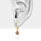 Hoop Earring,14K Yellow Solid Gold,Evil Eye Design Diamond& Mix Sapphire Earring