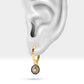 Hoop Earring,14K Yellow Solid Gold,Evil Eye Design Diamond&Sapphire Earring,Dainty Hoop Earrings