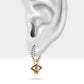 Evil Eye Design Earrings,Mix Sapphire Dangle Earring,14K Yellow Solid Gold,Beads Shank Earring,Minimalist Hoops