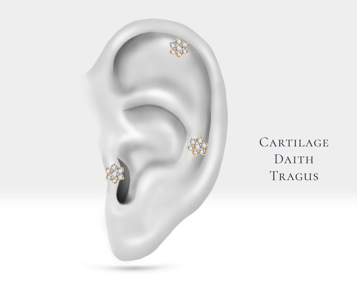 Cartilage Tragus Piercing Flower Design Cut Diamond Piercing Single Earring